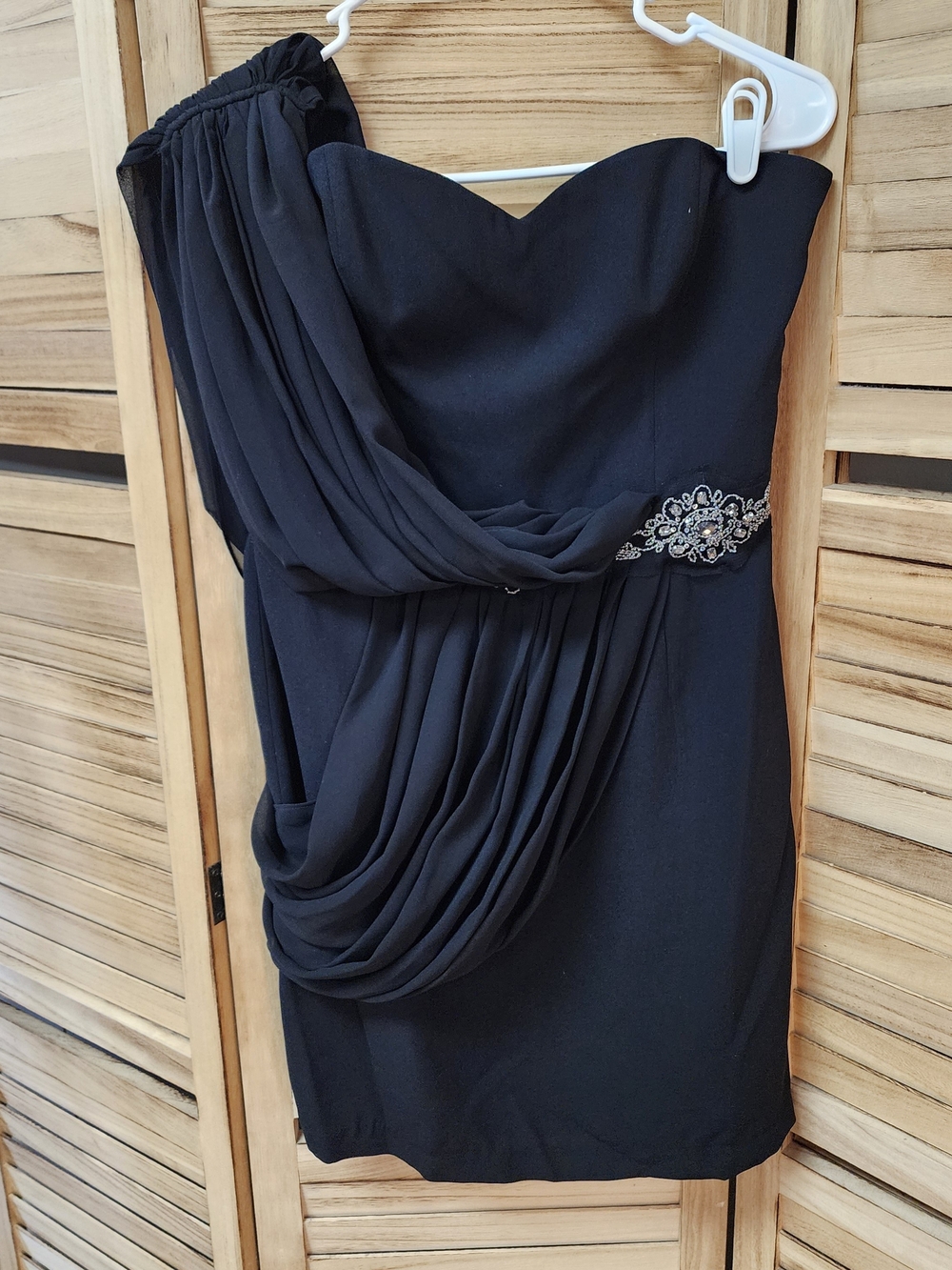 Pearl by Georgina Chapman Marchesa Black Draped Cocktail Dress Sz 10